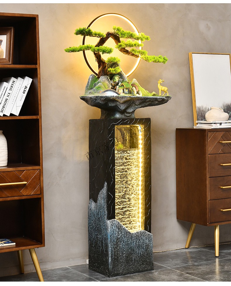 中式流水喷泉家居造景摆件客厅阳台花园玄关茶室落地水景假山装饰办公