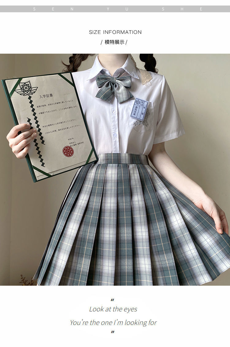 jk制服格裙校供学生百褶裙女夏季半身短裙42cm裙领结衣架名扎s