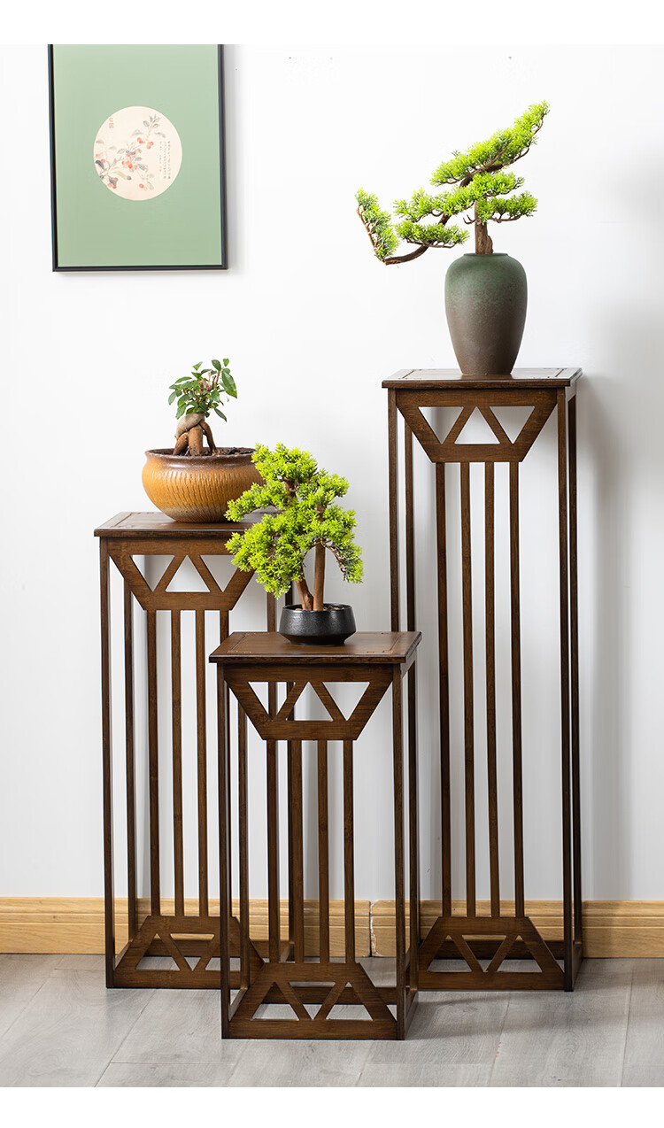 520玄关花架新中式客厅阳台古董摆件置物架花几装饰架落地盆景花盆架