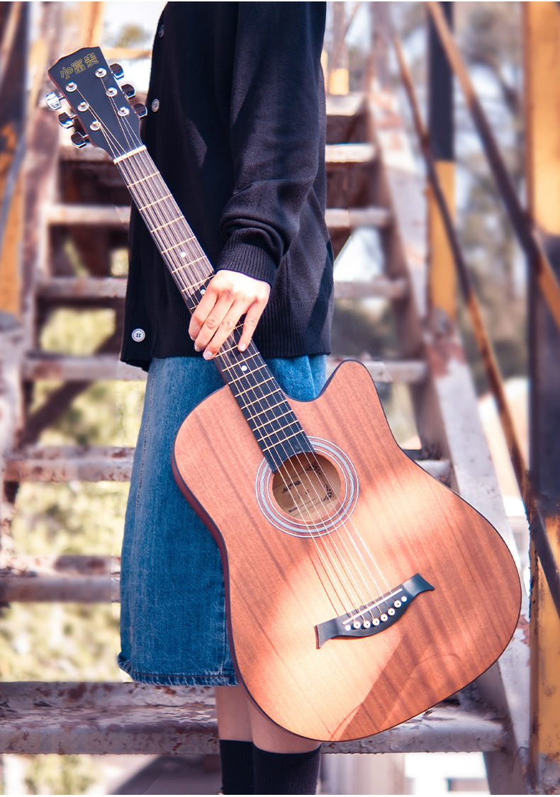 小富贵吉他亮光单板民谣吉他初学者男女生面单木吉他38inch入门吉它