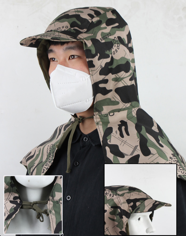 风帽工作帽防尘帽系带工厂披肩帽装卸工男女劳保头套透气防灰防粉