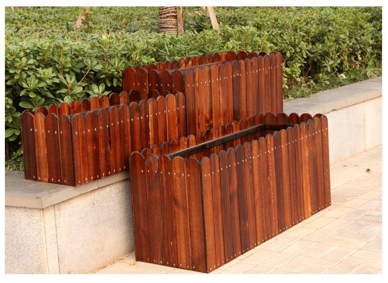 防腐木花箱木制实木花槽花池户外庭院阳台露台组合售楼部花盆木箱l长