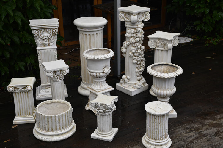 欧式花盆罗马柱摆件婚庆婚礼道具柱子底座复古花园庭院阳台装饰 r款小