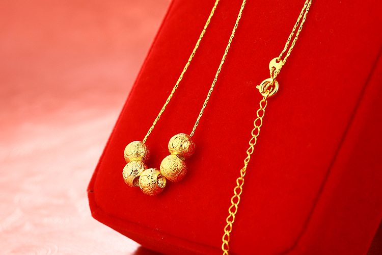 老凤祥款18k黄金项链女款 镀999足金转运球 黄金吊坠 18k女士金项链