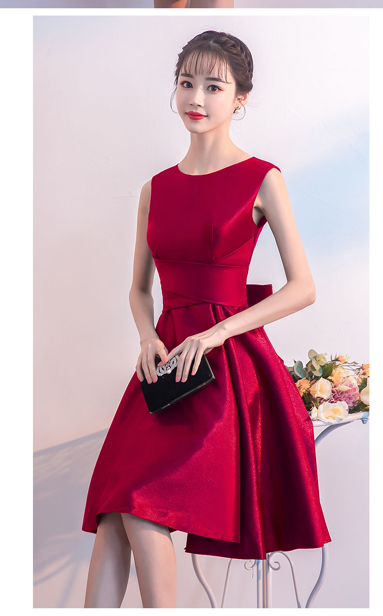 虞归晚敬酒服新娘夏季订婚衣服短款回门便装小礼服平时可穿酒红色小