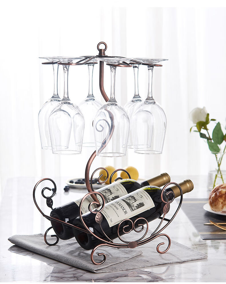 创意红酒杯架悬挂倒挂酒架家用红酒架摆件高脚葡萄酒酒瓶架子挂架巡游