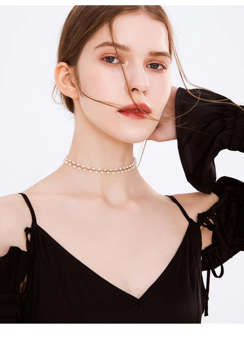 choker锁骨链女仙气复古短款颈链颈带简约项链气质脖链项圈链颈饰首饰