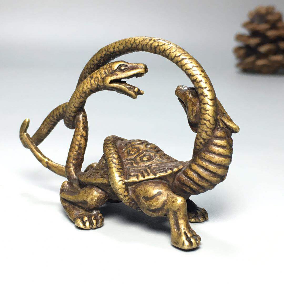 实心铜生肖蛇摆件小蟒蛇响尾蛇手把件铜蛇蝰蛇铜玩 铜四大神兽(青龙)