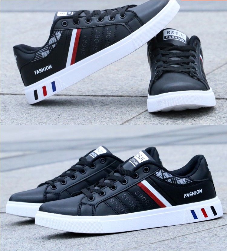 新品透气板鞋男小白鞋男鞋春秋季时尚透气白色板鞋韩版