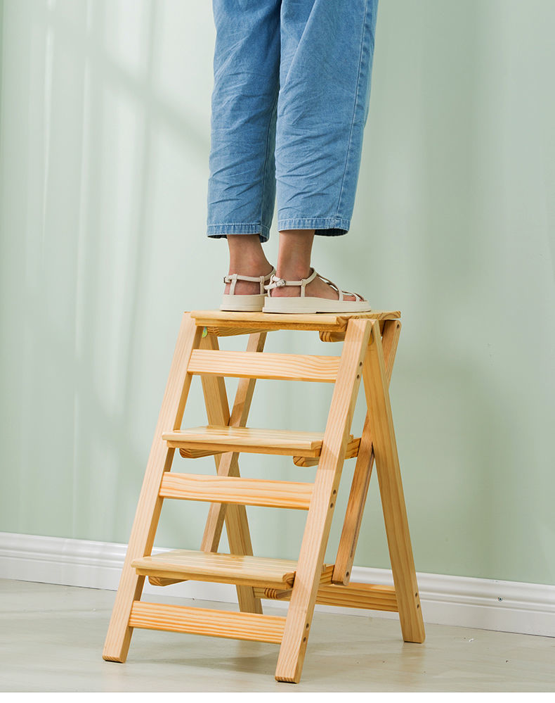 小米生态通用靠背实木梯子家用折叠楼梯椅四步梯凳子椅子多功能两用
