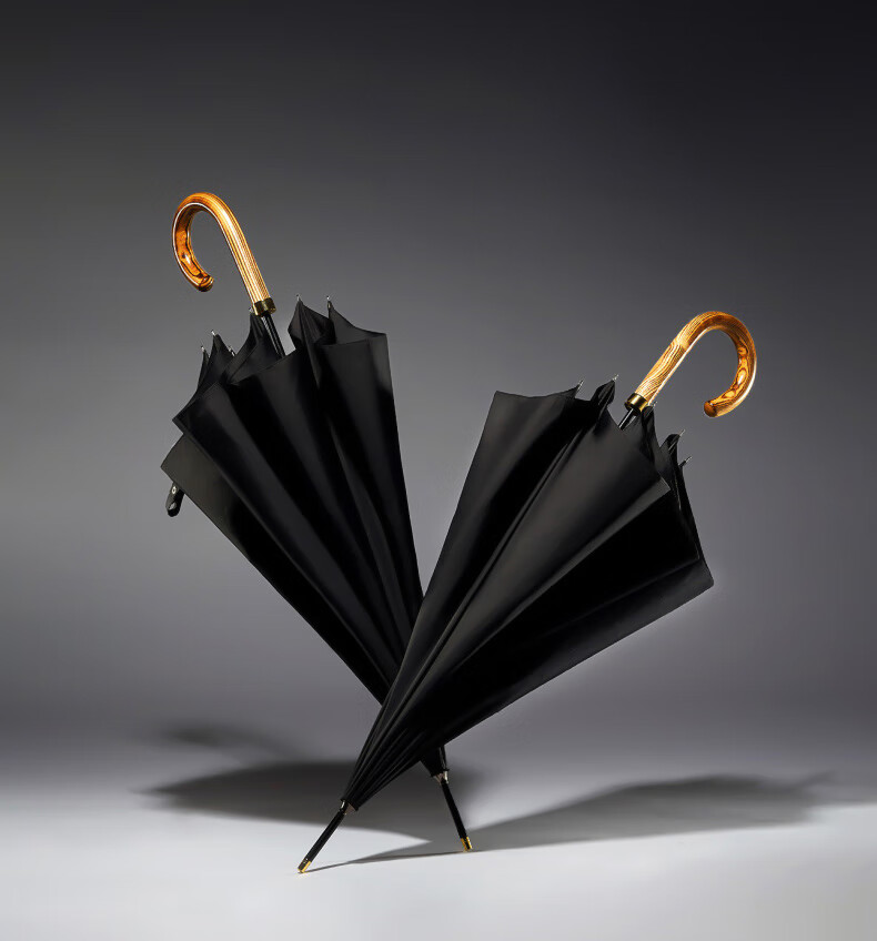 2022新款富尔顿fulton雨伞英国原木绅士长柄雨伞男复古黑色双人直柄伞