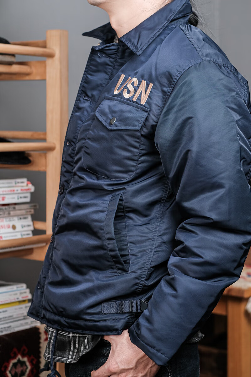 a2防水尼龙甲板服n1棉服换代版 航母刺绣usn藏青橄榄绿水泥灰夹棉 灰