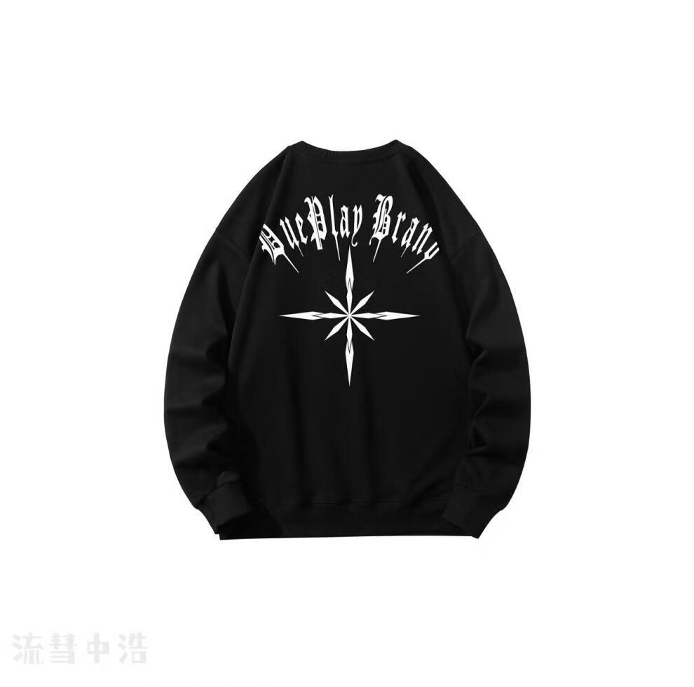 dueplay 指南针哥特字母印花宽松 薄款休闲套头圆领卫.