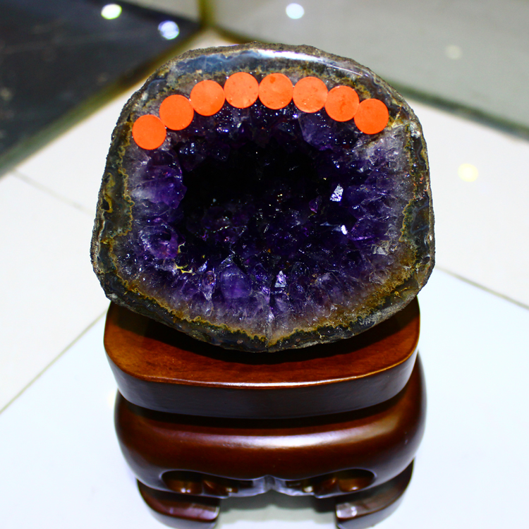 天然紫晶洞石聚宝盆紫水晶洞紫晶洞乌拉圭钱袋子原石摆件黑色41公斤