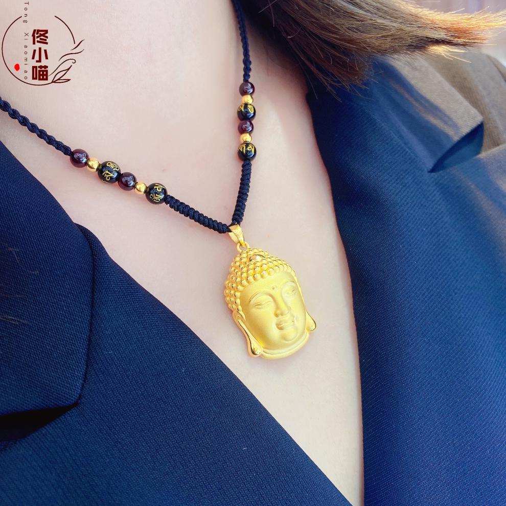 老凤凰黄金999佛头吊坠女足金大日如来本命佛项链挂坠3d硬金金珠送