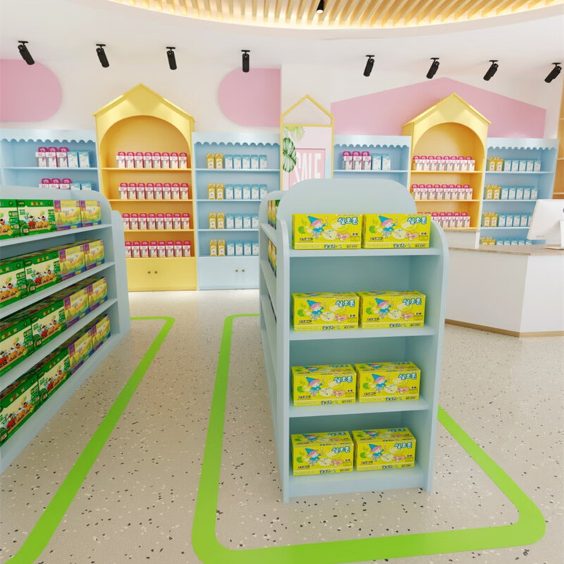 聚优范母婴店货架奶粉尿不湿展示柜手工坊展示架玩具宠物店狗粮展柜