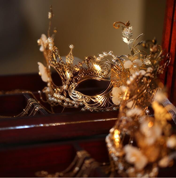 喜圣多新品面纱女古代汉服配饰古风中国风面具半脸流苏面帘汉服遮脸