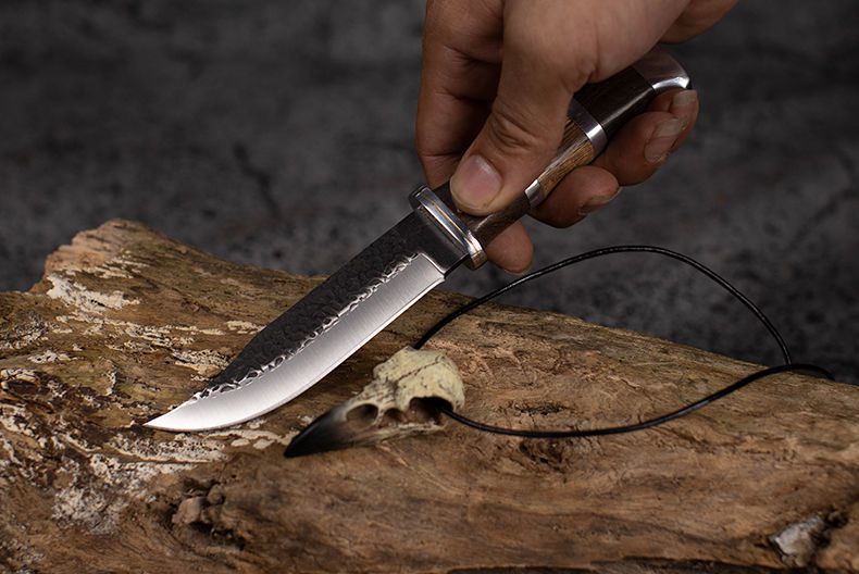 内蒙手工小刀锻打扒肉复古刀水果刀户外小刀440c内蒙古烛直刀小刀含尼