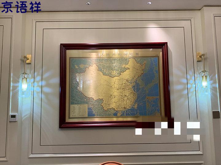 京语祥铜版画中国地图办公室挂画世界地图铜雕画客厅装饰画书房沙发