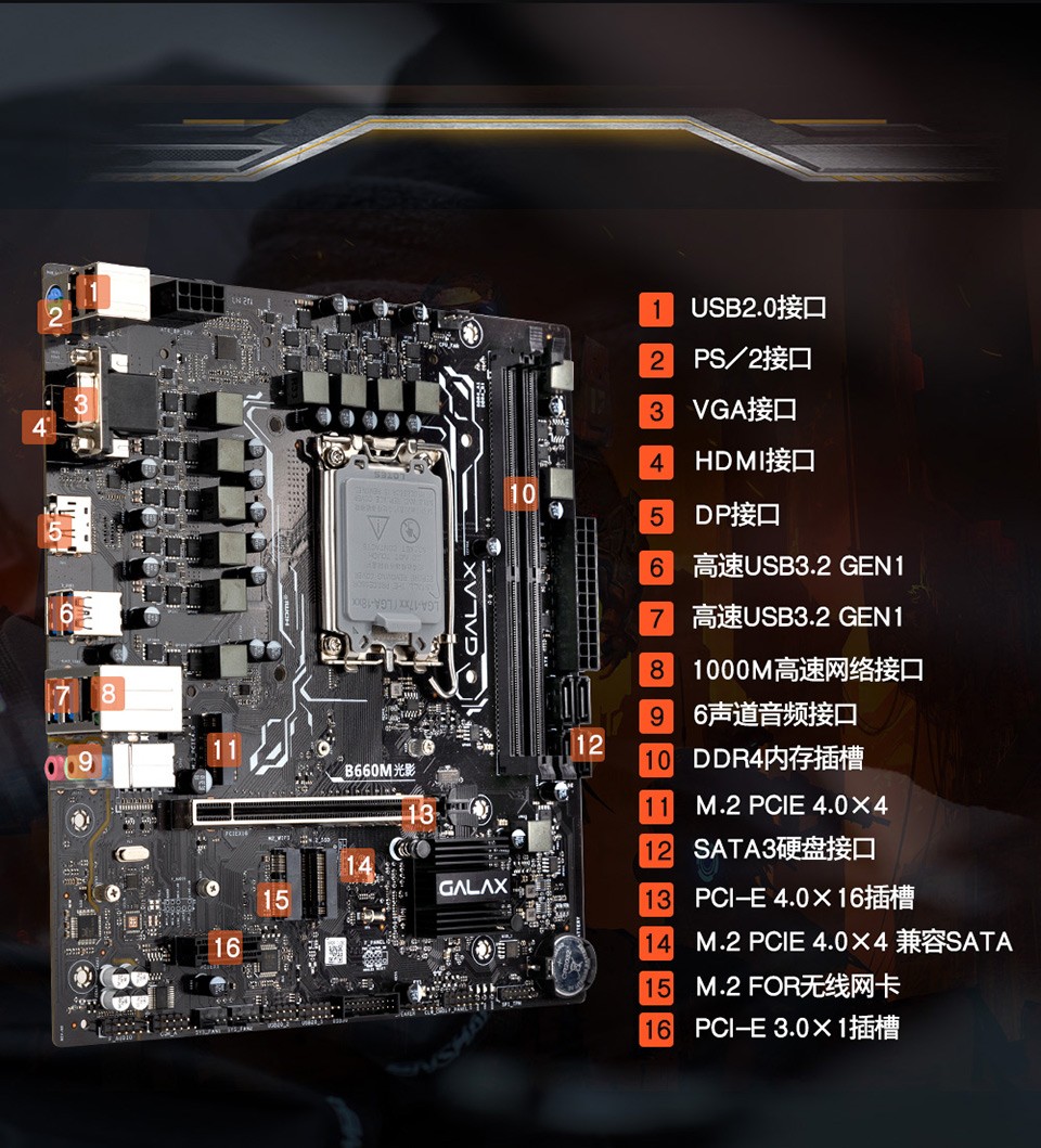 影驰b660mh610m主板搭intel12代124001260012700主板cpu套包b660m光影