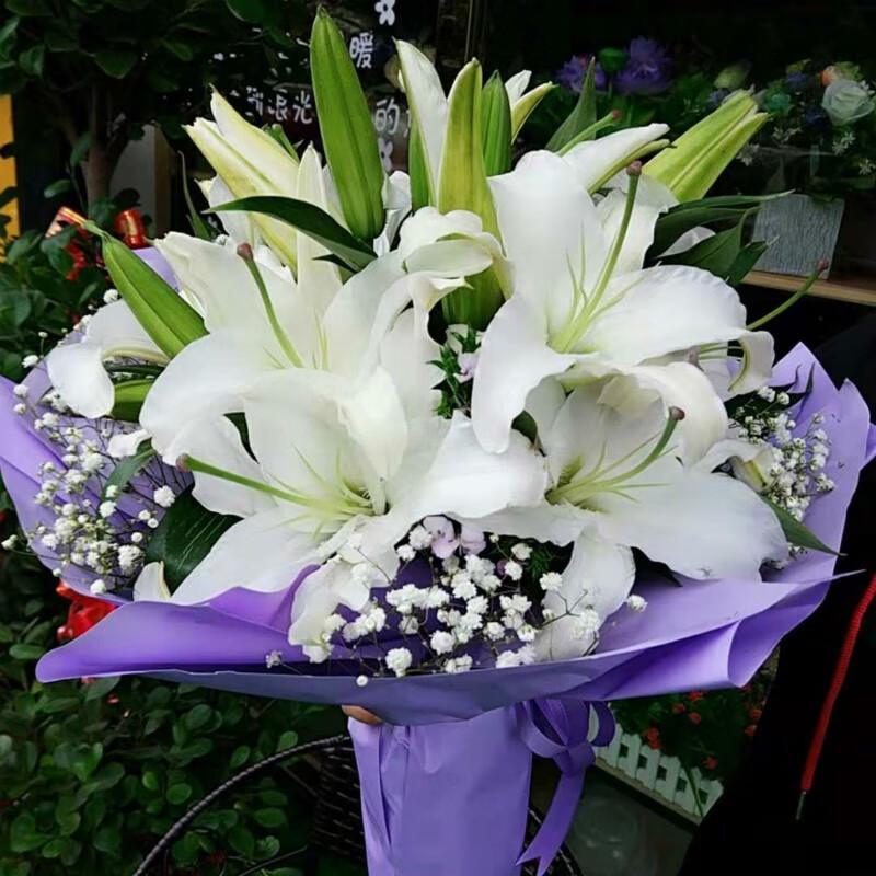 齐齐哈尔鸡西大庆牡丹江佳木斯全国同城花店生日送花19朵香水百合款