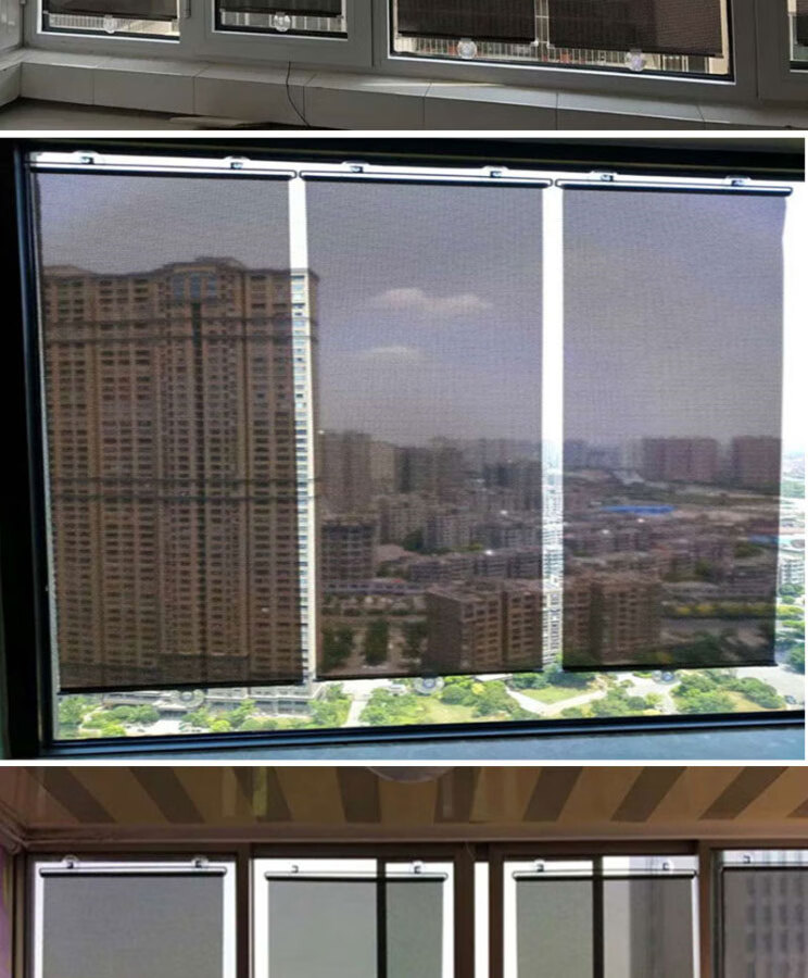 夏季家用阳台吸盘伸缩卷帘客厅卧室隔热帘办公室遮阳帘鱼缸遮光帘 配