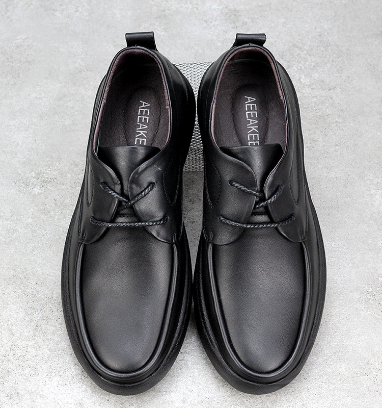 飞行员牛皮鞋休闲皮鞋2020新款真皮休闲皮鞋男士特大码45透气46系带