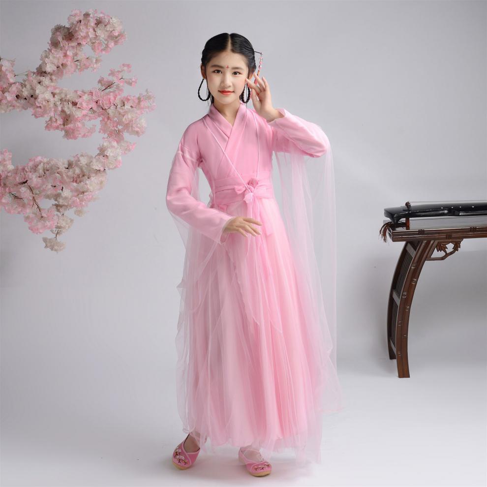 三生三世十里桃花白浅cos同款儿童古装演出服女仙女服装汉服纱裙 天