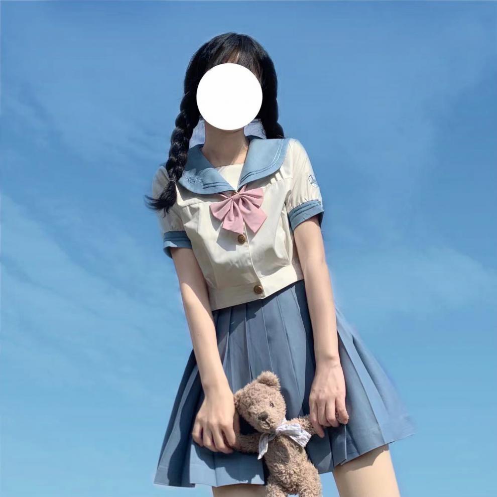 麦丫敏 水竺女子jk制服套装女夏校供服甜美学院水手服基础款短袖上衣