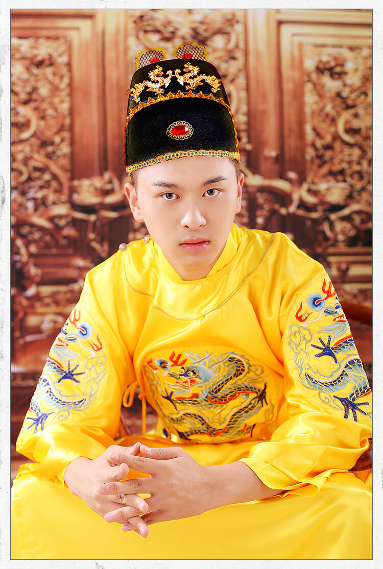龙袍明朝皇帝服装龙袍男皇上古装明制刺绣黄袍中国风王爷饰 龙袍 黄龙