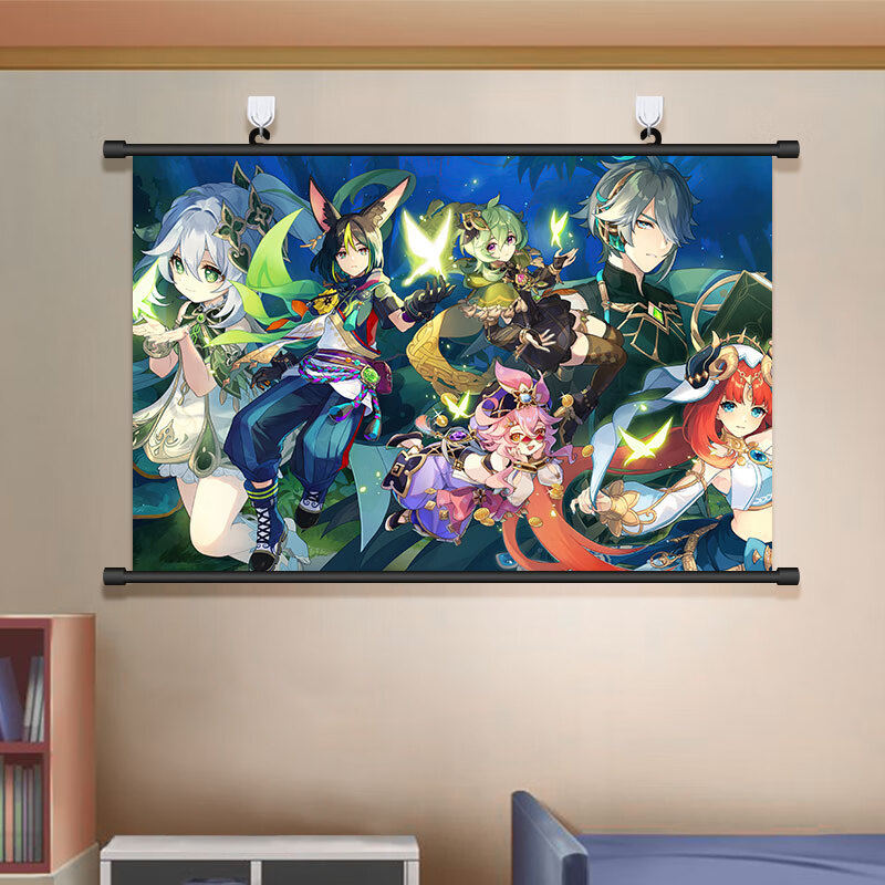 原神纳西妲挂画 草神海报小吉祥草王萝莉少女纳西妲挂画装饰画背景墙