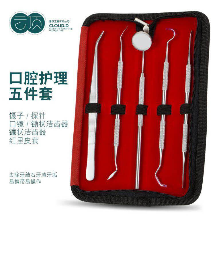 清洁牙齿工具六件套牙医工具口腔镜内窥镜清洁牙齿探针口腔护理牙结石