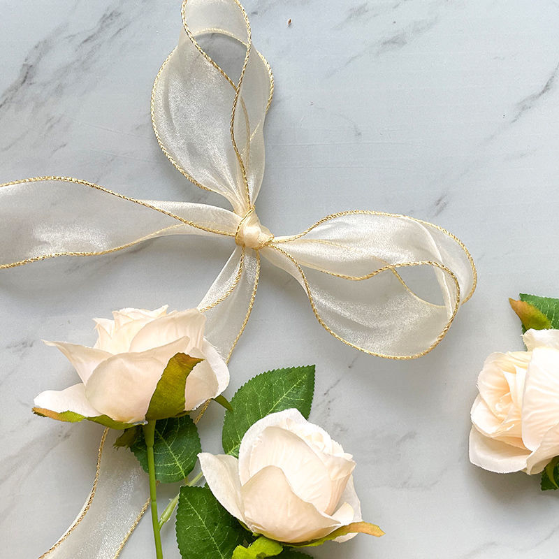 鱼尾纱波浪缎带丝带彩飘带鲜花束围边花店艺包装绑头饰蝴蝶结diy香槟