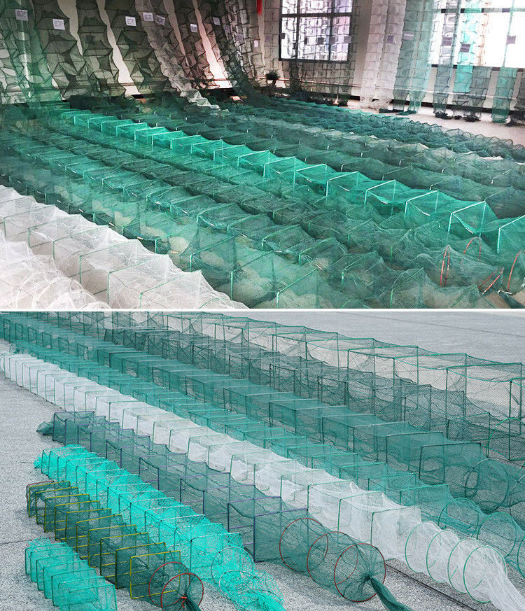 鱼笼虾笼捕虾笼折叠网12孔6大号小号长的特大渔笼八字虎口网10米2030