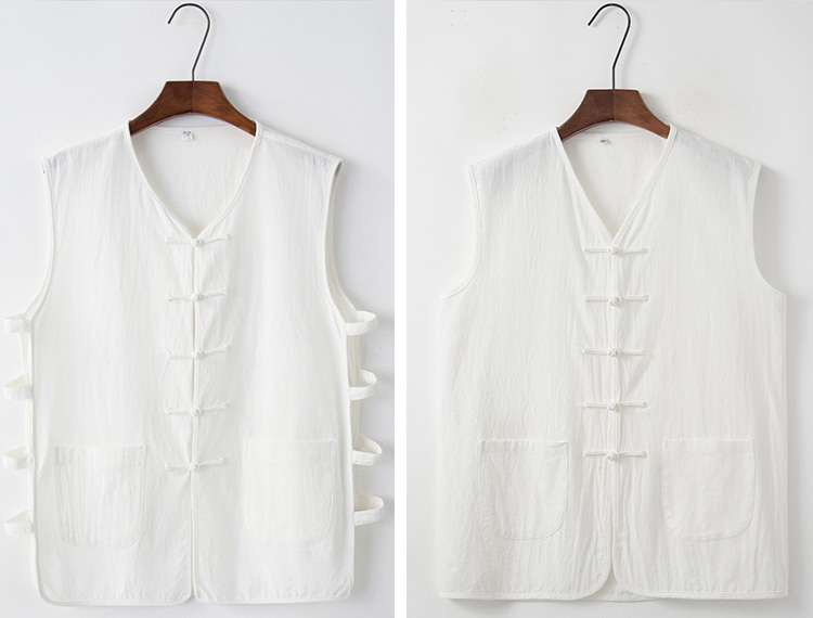 马褂男夏季无袖上衣中老年坎肩盘扣对襟中式马甲纯棉背心普通藏青165m