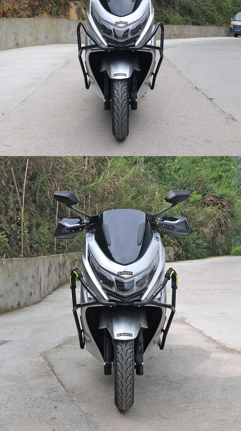 豪爵uhr150保险杠适用踏板车hjt-28 uhr前护杠防摔杠碳钢加强包围