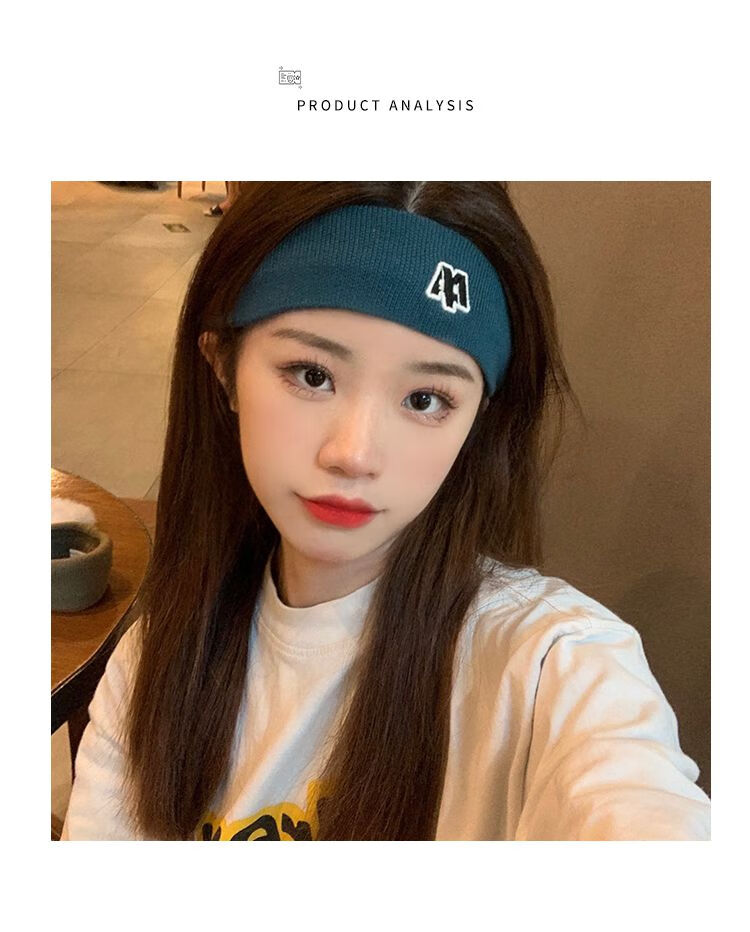 予心(yuxin)吸汗头带止汗带运动发带短发蓝色女夏外出夏季薄款跑步