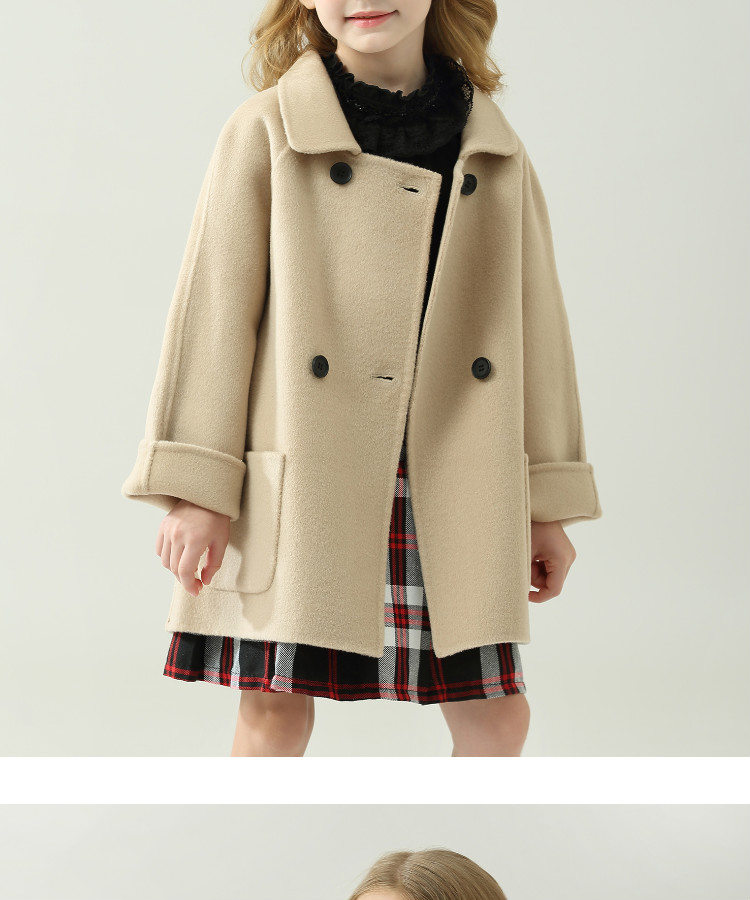 迪士尼儿童双面羊绒外套2022秋冬宝宝亲子大童羊毛呢加厚男女童呢子