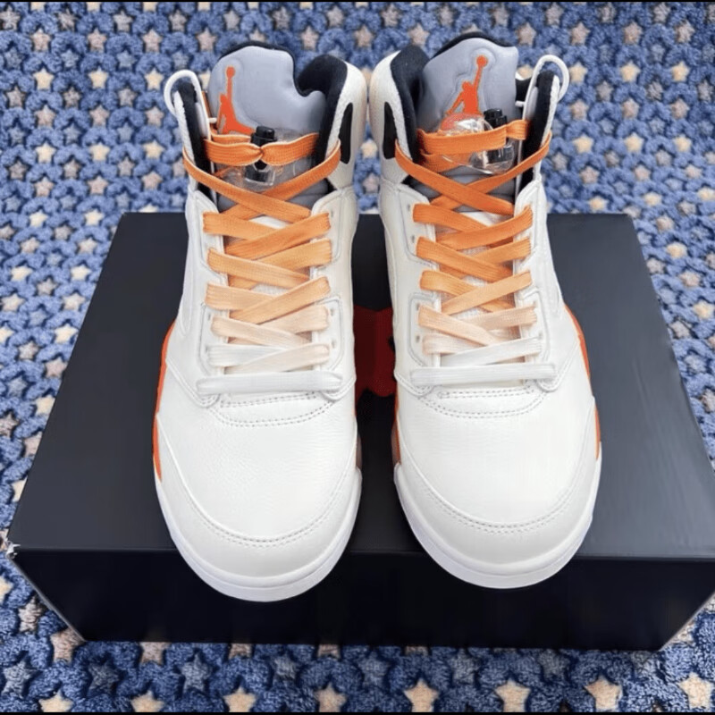 适配aj5鞋带air白橙色扣碎腰果花泼墨扎染渐变字母篮球鞋带 橙色渐变