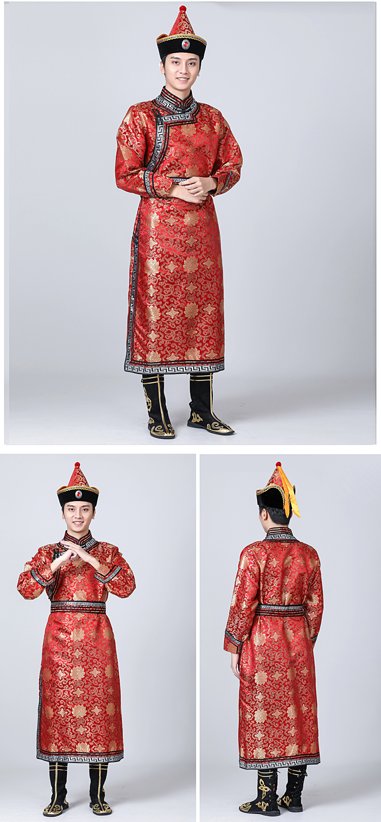 蒙古服装男新款蒙古袍男蒙古服饰男蒙古衣服族男演出服装表演演唱服