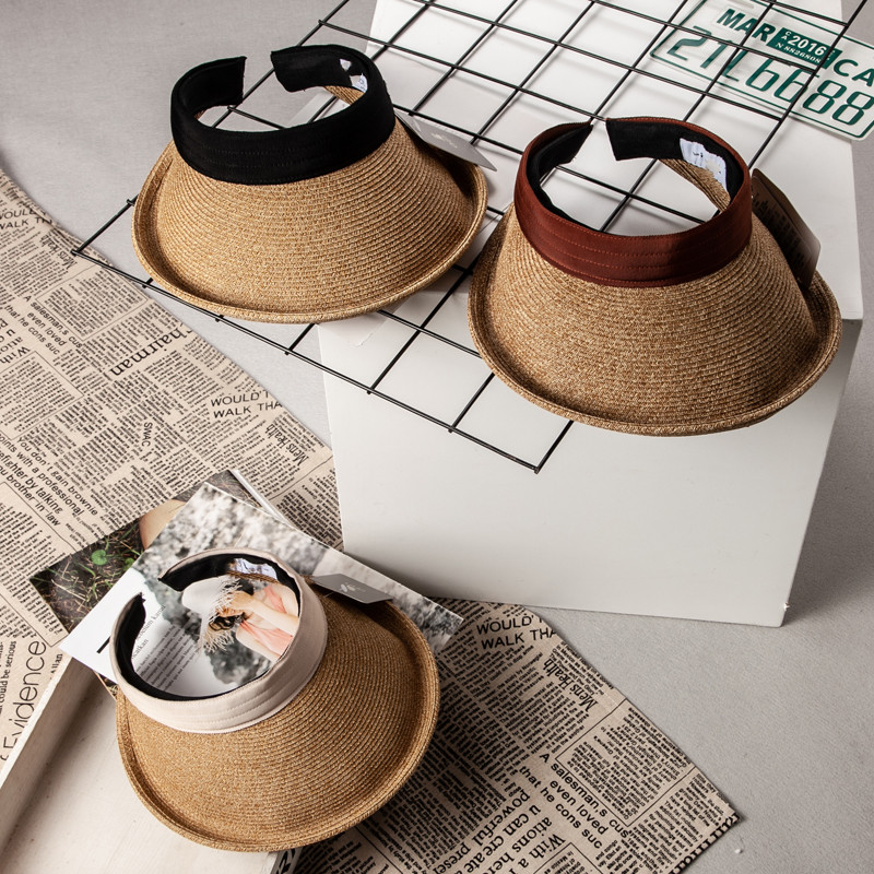 鲜卡 日单 2022年女款uv防晒遮阳防晒空顶帽子夏季草帽 854174e 米色