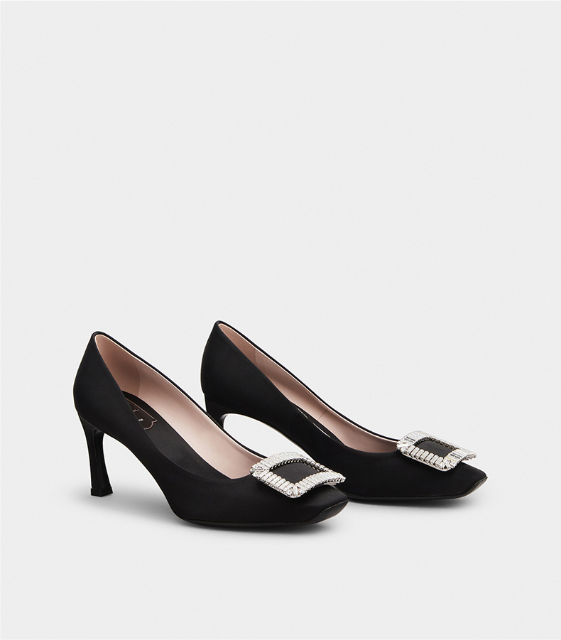 roger vivier/rv女鞋trompette水钻钻扣婚鞋高跟鞋浅口细跟单鞋 银