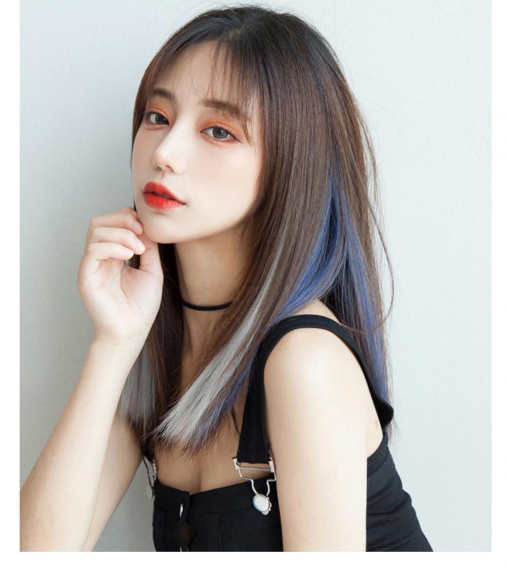 柏依诗挂耳染假发片女彩色一片式长发接发片隐形无痕挑染长直发接发条
