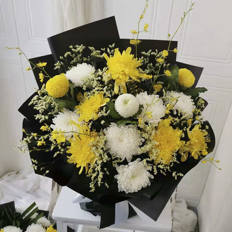 清明节扫墓送花菊花北京上海天津广州同城黄菊白菊花束鲜花永远怀念