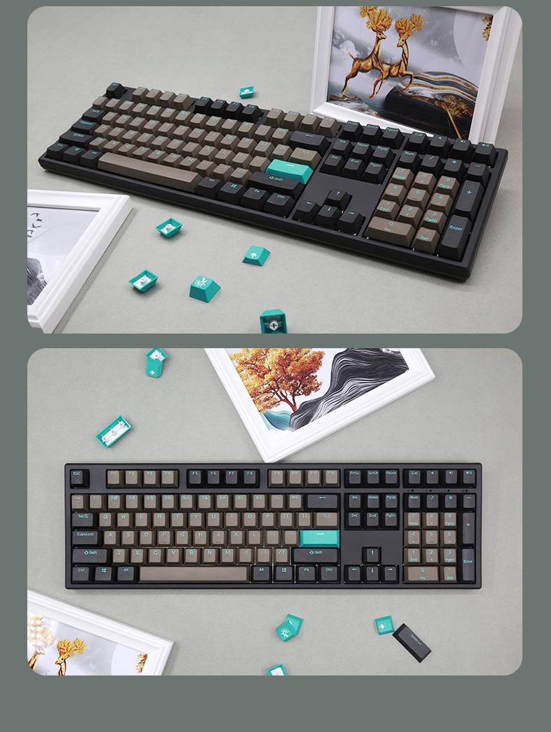 奥蒂罗魔力鸭键盘樱桃轴ducky吉利鸭zero9108青豆机械键盘有线ttc金粉