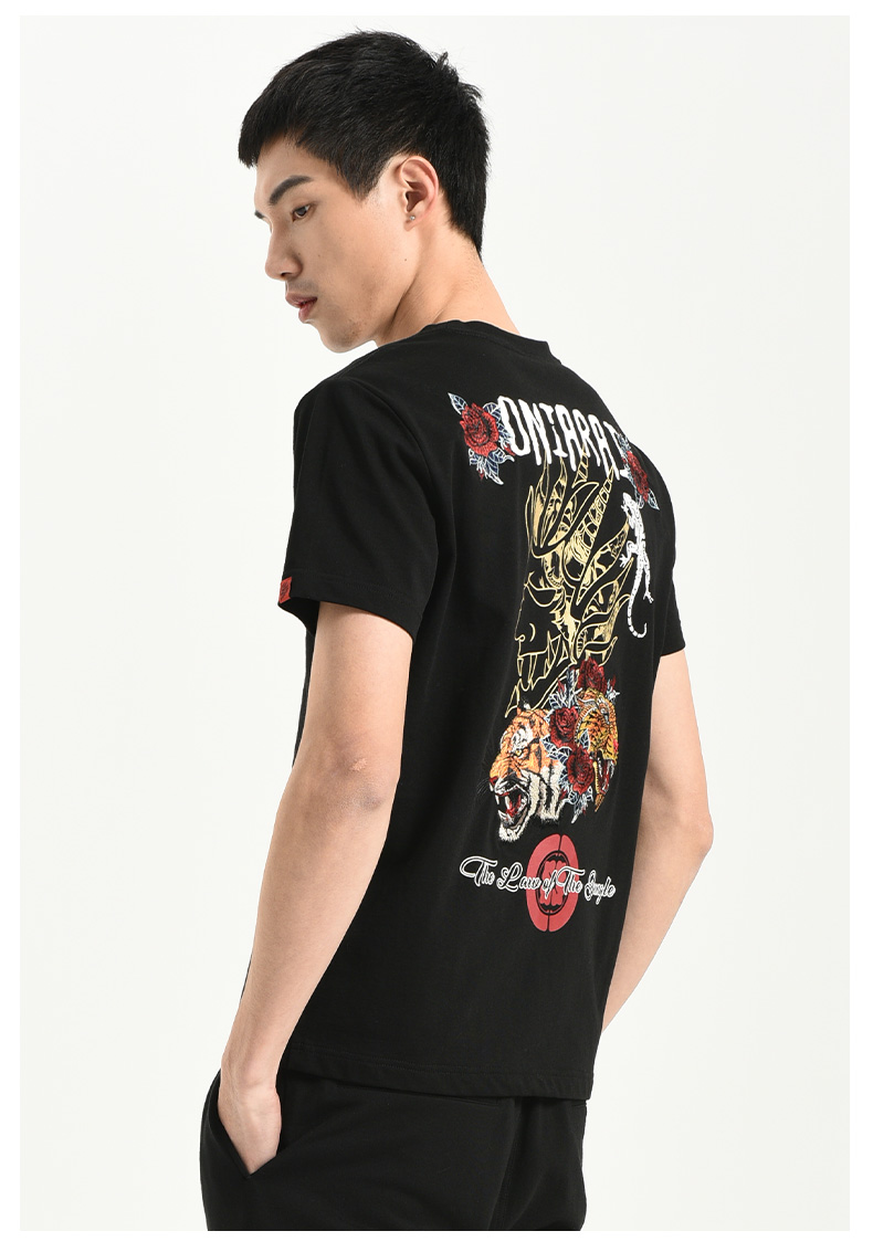 oniarai鬼洗虎豹丛林刺绣圆领休闲短袖t恤男潮牌b84000280xxl