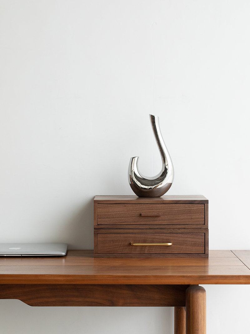 黑胡桃木单抽屉式收纳盒实木燕尾榫榫卯结构木质组合抽屉盒储物盒单层