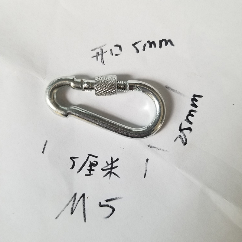 铁扣连接扣带螺母弹簧扣手拧弹扣铁链扣狗链扣安全扣大棚绳扣m5
