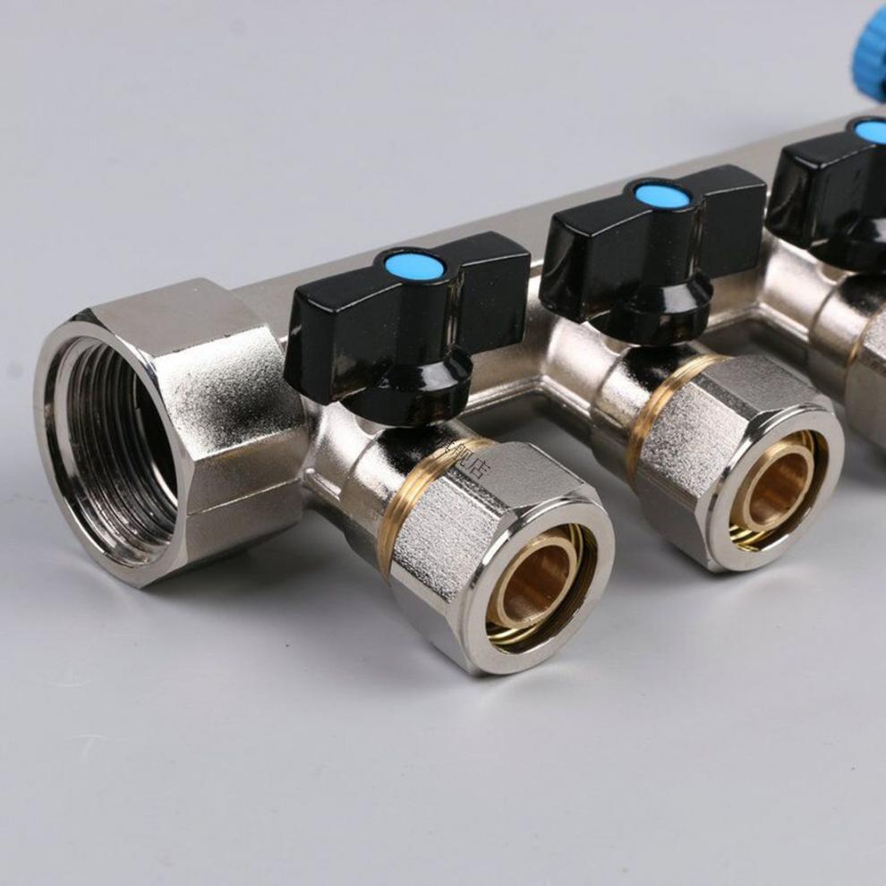 升级款日丰分水器佛山阀门上海日丰地暖分水器全套全铜一体家用大流量