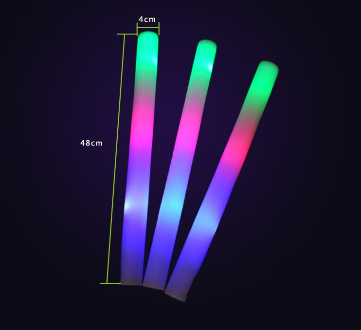 荧光棒七彩发光海绵棒演唱会荧光棒泡沫荧光棒海绵儿童玩具大号闪光棒
